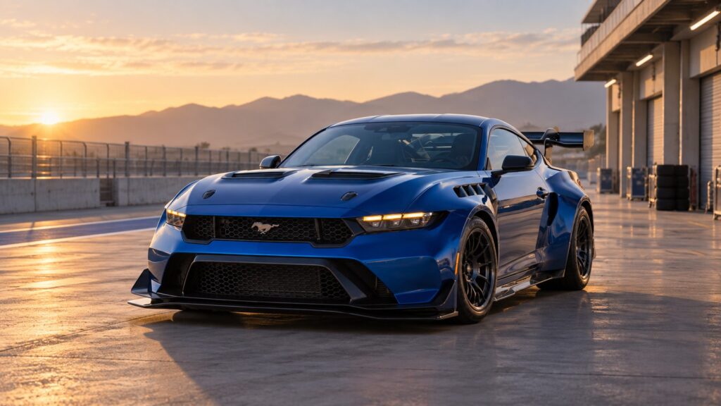 Ford Mustang GTD in a track paddock