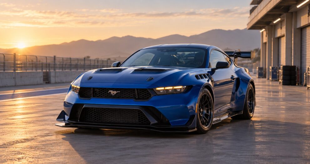 Ford Mustang GTD in a track paddock