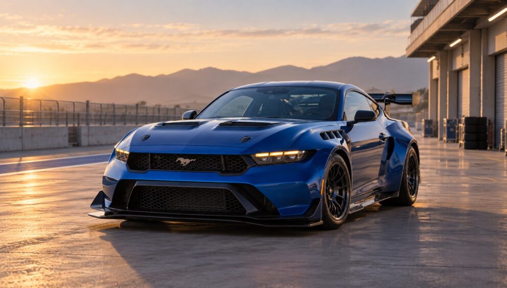 Ford Mustang GTD in a track paddock